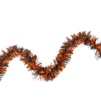 Mixed Tinsel Halloween Garland - 50' - Orange and Black - Unlit