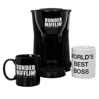 The Office Single Cup Coffee Maker Gift Set with 2 Mugs