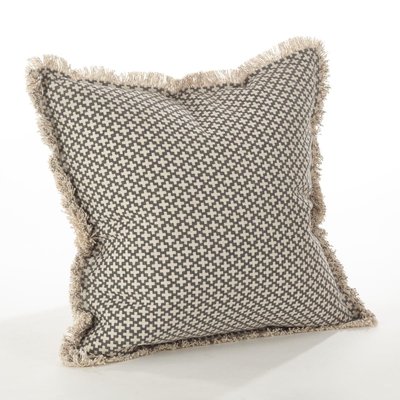 Saro    Square Corth Moroccan Tile Design Down Filled Cotton Throw Pillow Slate