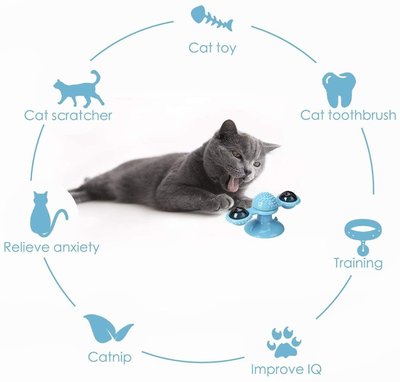 Blue Interactive Indoor Windmill Cat Toy With Catnip And Bells