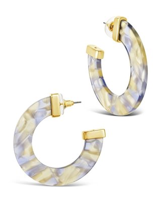 Shine By Sterling Forever Gold Tone 50mm Cap Resin Hoop Earrings