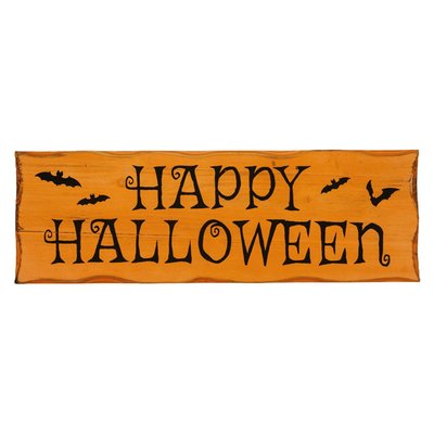 24" Wooden 'Happy Halloween' Wall Sign with Bats