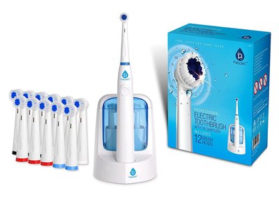 Power Rechargeable Electric Toothbrush With UV Sanitizing Function, 12 Brush Heads Included