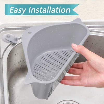 Gray Sink Basket Drainer Storage Rack Kitchen Strainer Soap Sponge Holder Organizer