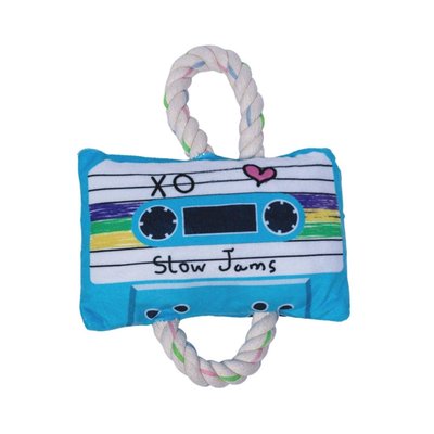 Cassette Tape Crinkle and Squeaky Plush Dog Toy
