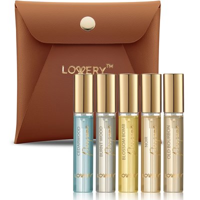 Travel Cologne Spray For Men, 5Pc Woodsy Scented Mini Body Perfumes With Pouch