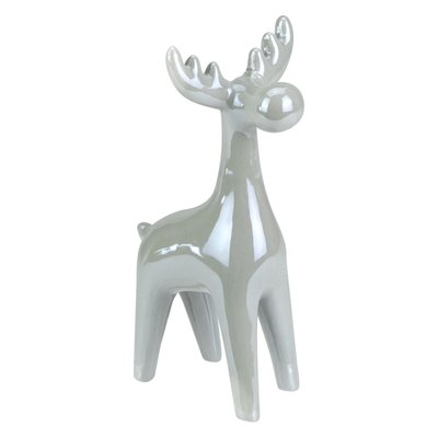 7" Gray Ceramic Reindeer Christmas Figure