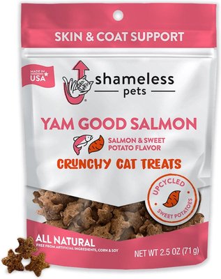 Cat Treats - Crunchy Treats for Cats with Catnip, Coat, & Digestive Support, Yam Good Salmon