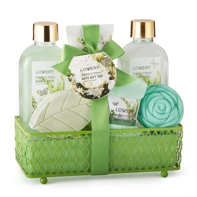 Home Spa 7-Piece Bath & Body Set Gift Basket - Magnolia Tuberose Fragrance