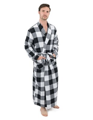 Leveret Men's Flannel Robe Plaid