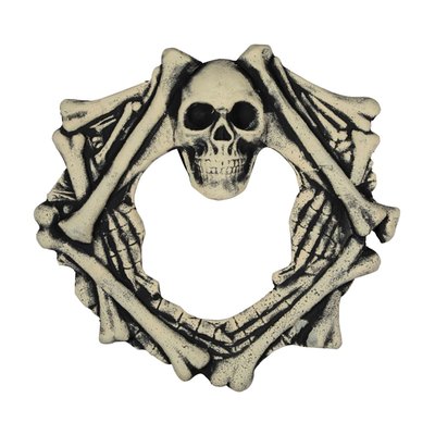 Skull Head and Skeletal Bones Halloween Wreath - 18" - Unlit