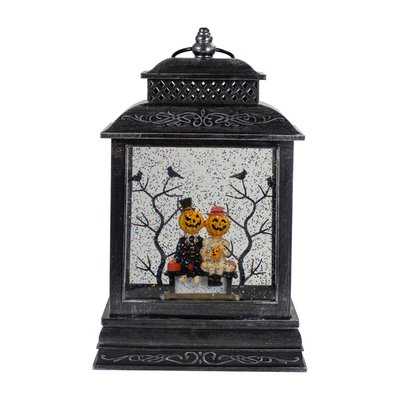 Lighted Halloween Snow Globe Lantern with Pumpkin Couple - 11.5" - Warm White LED