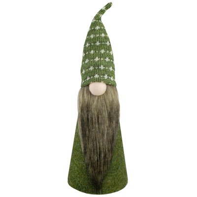 14" Green and White Cone Gnome Christmas Tabletop Decor