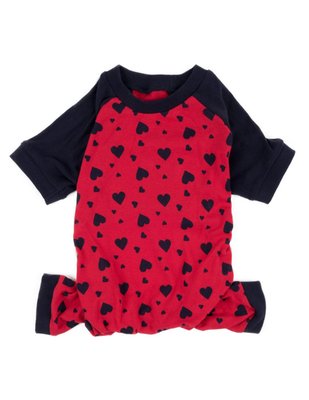 Leveret Dog Cotton Pajama Navy Hearts