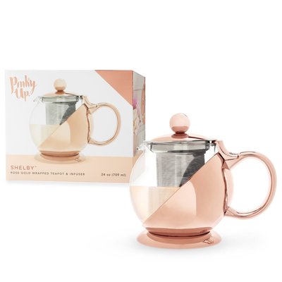 Shelby™ Glass and Rose Gold Wrapped Teapot