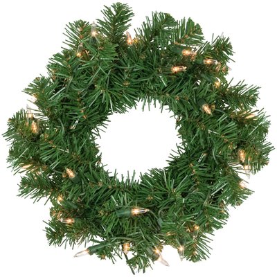 Pre-Lit Deluxe Dorchester Pine Artificial Christmas Wreath, 10-Inch, Clear Lights