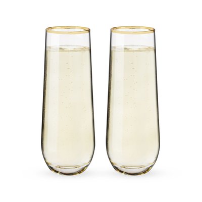 Gilded Stemless Champagne Flute Set