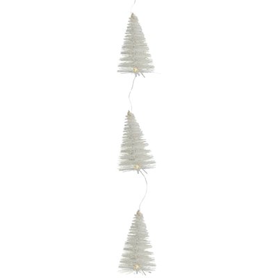 LED Lighted Battery Operated White Mini Sisal Tree Christmas Garland - 6.5' - Warm White Lights