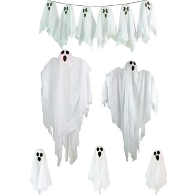 Ghost Family Halloween Outdoor Decoration - Multicolor Lights - 6pc