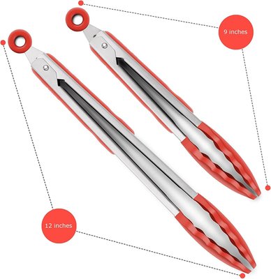 9/12" Stainless Steel Bbq Cooking Tong Sets With Anti Slip Handle Set Of 2