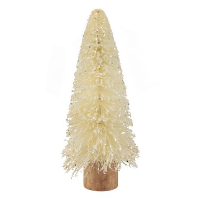 8.75" Glittered Cream Sisal Christmas Tree Decoration