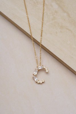 Ettika Mixed Crystal Initial 18k Gold Plated Necklace