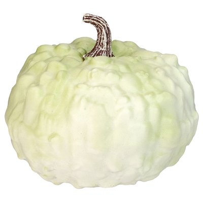 7.5" White Textured Pumpkin Fall Halloween Statue