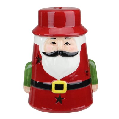 7.25 Red Ceramic Santa Christmas Gnome Tealight Candle Holder